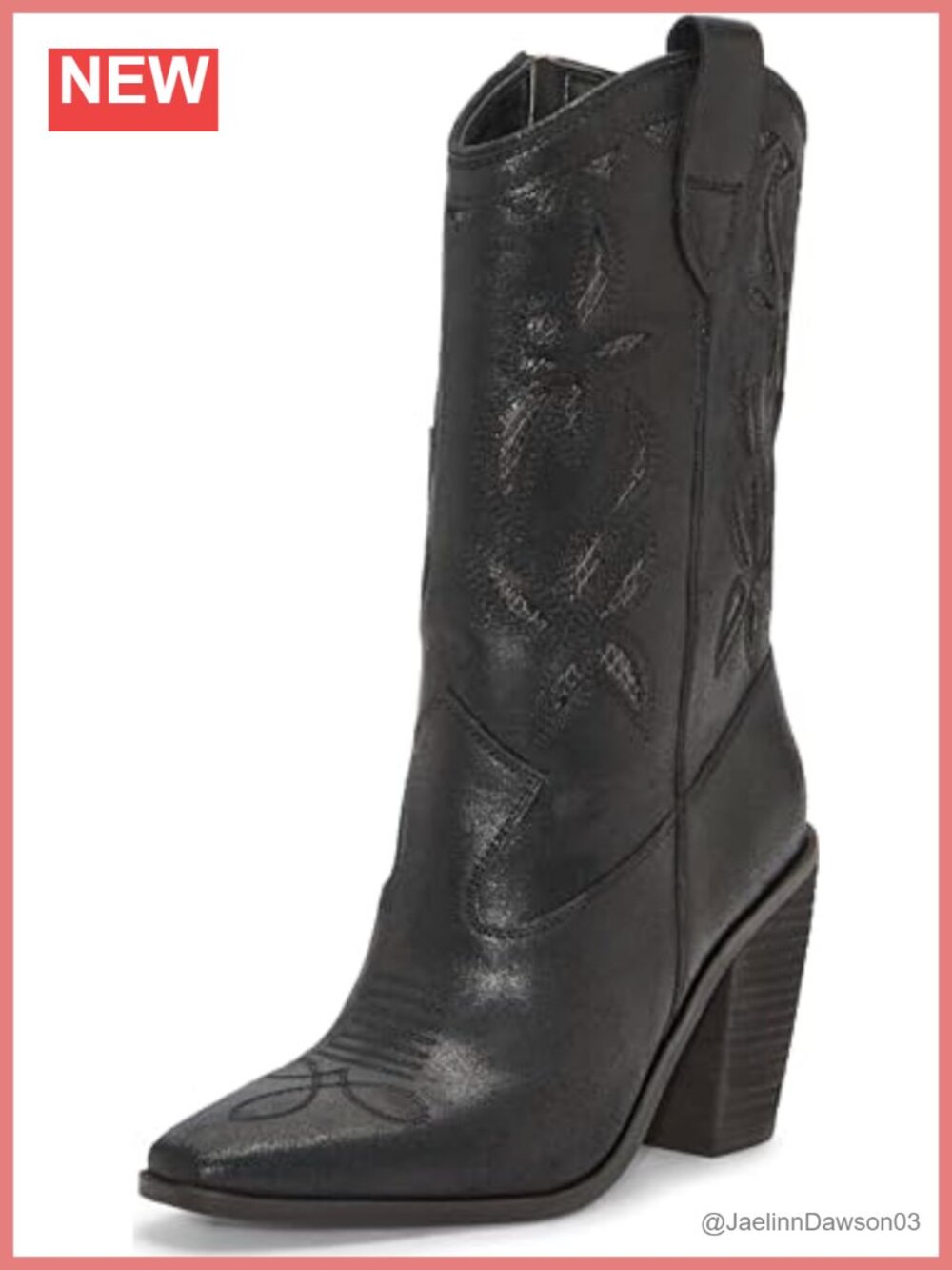 Vince Camuto Alisah Women's Mid-Calf Leather Western Boots 3.5in Heel Zip